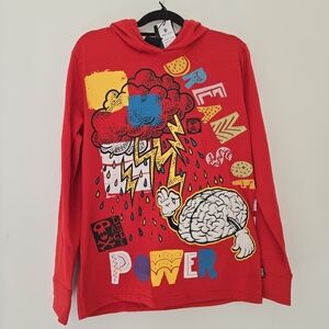 Create 2mrw Red Hooded Long Sleeve Embroidered Shirt - Mens Small NWT